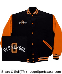 Old School Varsity Jacket (Orange / Black) Design Zoom